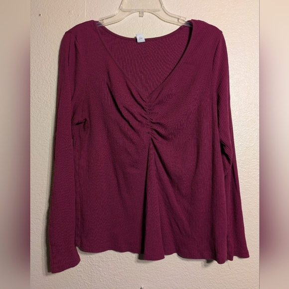 Old Navy Purple Ruched Long Sleeve Blouse Dize 2x Pre-owned - Picture 1 of 5